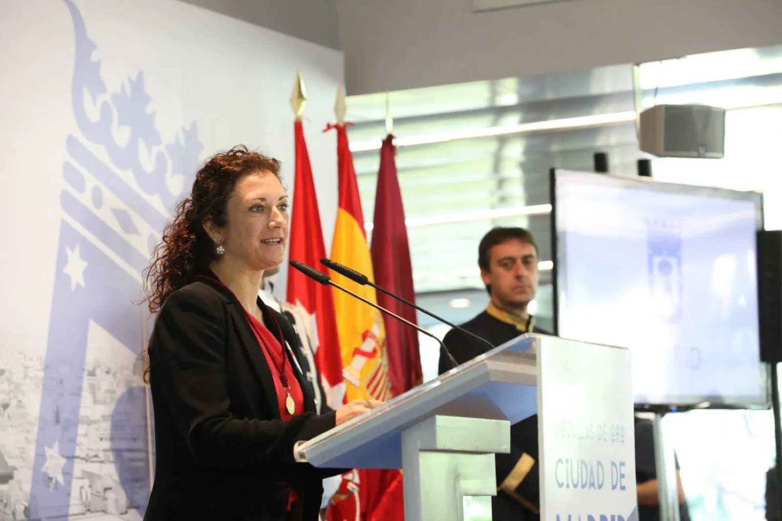 La científica Elena García Armada, creadora del exoesqueleto infantil de Marsi Bionics, durante un acto en el Ayuntamiento de Madrid